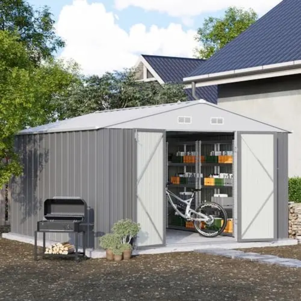 10x10 FT Metal Storage Shed, B - Gardening Tools Plastic review and price
