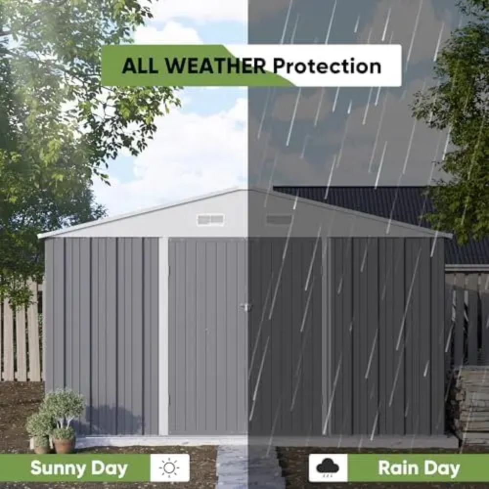 10x10 FT Metal Storage Shed, B - Gardening Tools Plastic review and price